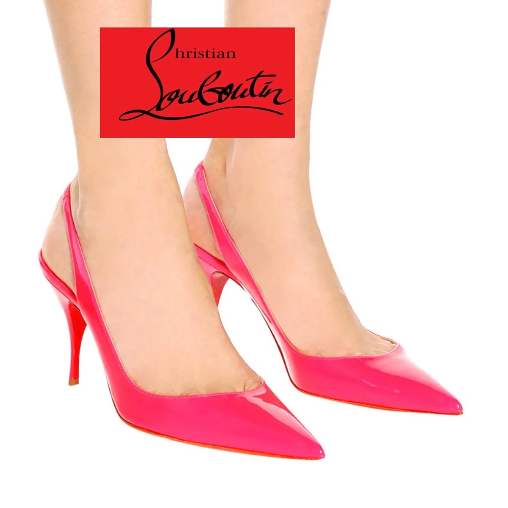 CHRISTIAN LOUBOUTIN Clare Sling 80 Patent FLUO